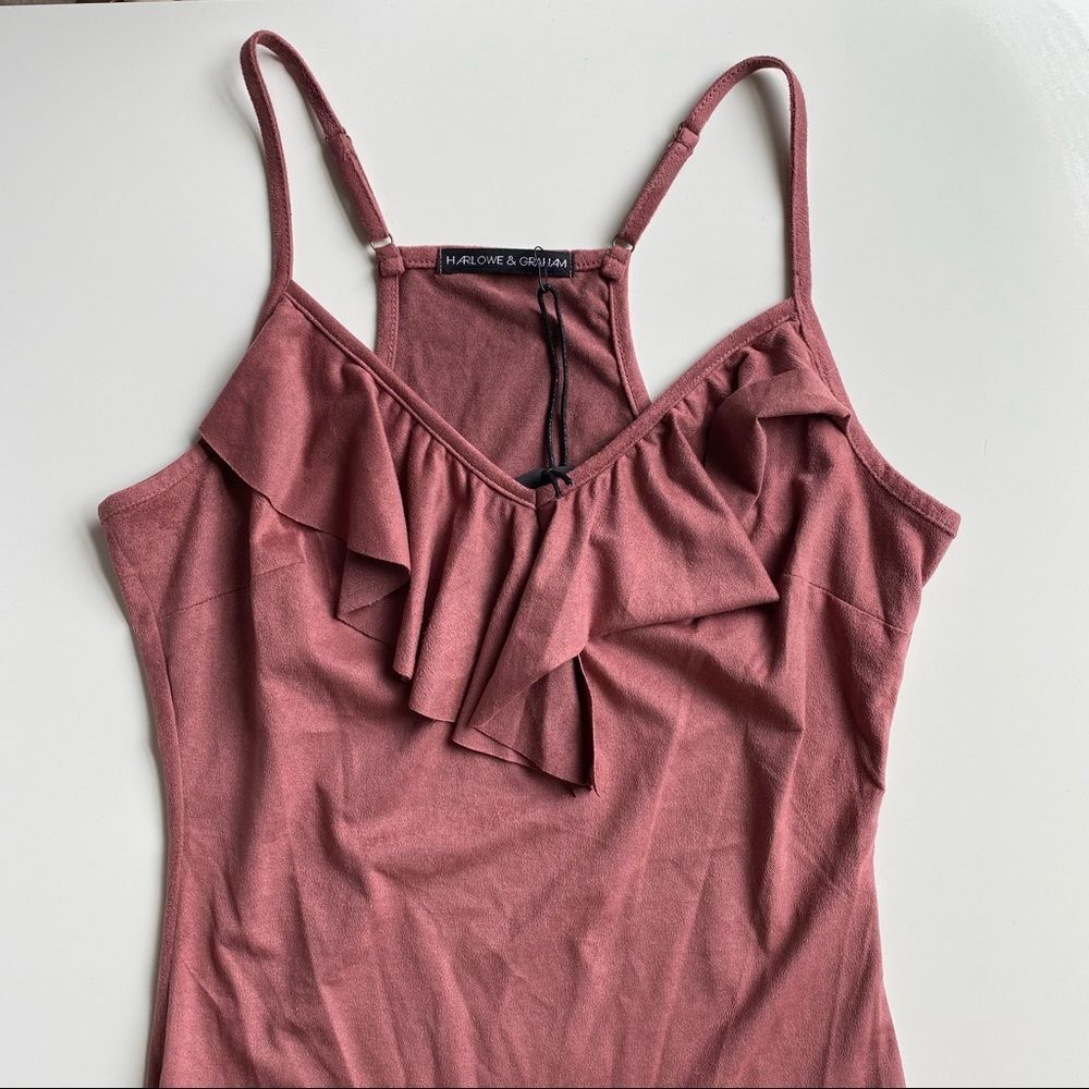 Harlowe & Graham | Mulberry Ruffle Bodysuit | NWT